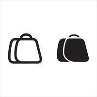 Two styles of luggage bag icons outline and solid fill vector