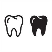Two stylized teeth icons one outline one solid black vector