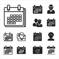 Collection of calendar icons and people silhouettes vector