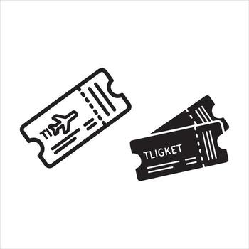 Two stylized tickets one with airplane symbol and another with text vector