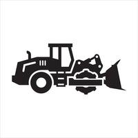 Black silhouette of a heavy duty construction loader machine vector