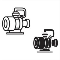 Simple line art and solid shape of a water pump vector
