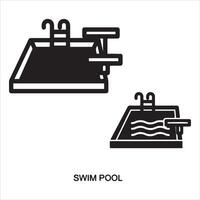 Two styles of swimming pool icons with diving boards vector