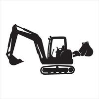 Silhouette of a compact excavator with two buckets vector