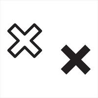 Two cross marks one outline one solid vector