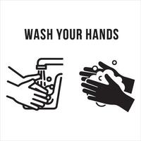 Hygiene graphic showing hands being washed and soaped vector