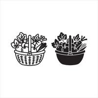 Two woven baskets filled with fresh produce side by side vector