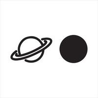 Simple celestial bodies saturn and a dark sphere vector