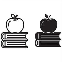 Apple on stack of books symbol for education and learning vector