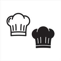 Two chef hats one outline one solid black vector