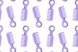Repeating seamless pattern with lilac wide-tooth combs for curly and thick hair vector