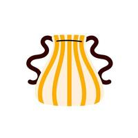Handcrafted ceramic vase with vertical yellow stripes and twin side handles vector