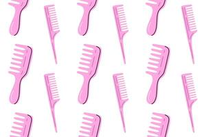 Repeating pattern of narrow pink combs for hair detangling and grooming themes vector