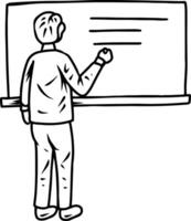 Male Teacher Writing on Whiteboard Doodle vector