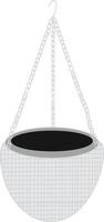 White Woven Hanging Planter with Chain vector