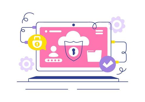 red y nube seguridad ilustración presentando datos intimidad y servidor la seguridad vector
