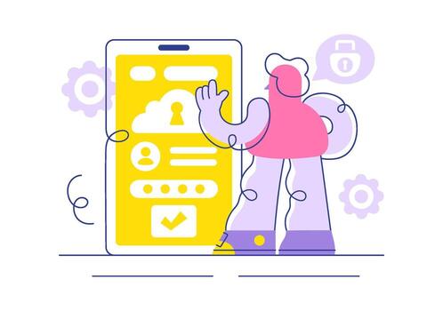 Cloud Data Security Illustration with Technology Icons for Backup and Protection vector