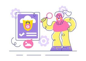 Cybersecurity Illustration Showing Cloud Protection for Hosting and Data Storage vector