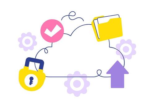 plano estilo nube informática con cifrado y digital la seguridad concepto vector