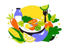 Colorful fresh meal illustration with vegetables vector