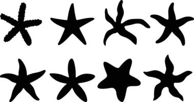 Starfish Silhouette Bundle Design on White Background vector