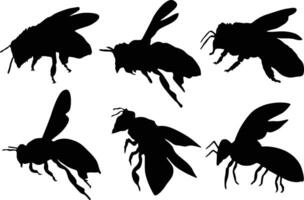 Bee Silhouette Bundle Design on White Background vector