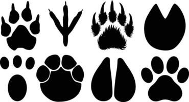 Animal Paw Silhouette Bundle Design on White Background vector