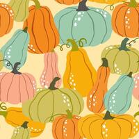Colorful pumpkins in various shapes vector
