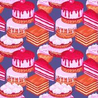 Colorful cake and dessert pattern design vector