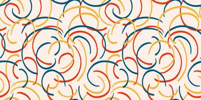 Colorful seamless pattern of abstract organic curves and swirling lines on light background. Plain designs for modern textiles, fabric, Print geometric with a dynamic feel. vector