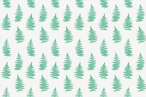 Seamless pattern of minimalistic green fern leaves in on a white background. Ideal for natural ornament designs, eco-friendly packaging, fabric prints, wallpapers, and stationery. vector