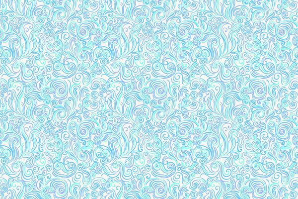 Seamless pattern featuring intricate swirling lines and ornamental curls in a bright blue color scheme. Elegant, decorative, template for wallpapers, textiles, branding
