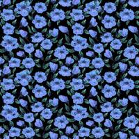 Blue floral pattern on black background vector