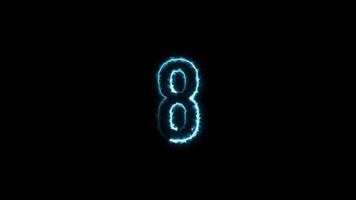 Motion Graphics Animation with Blue Energy Texture Bright Glowing Countdown Timer from 10 to 0 Seconds. video