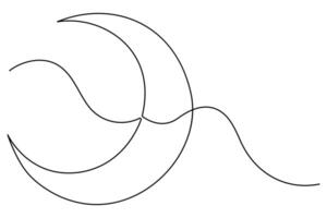 Abstract one line drawing of crescent moon in modern minimalist form vector