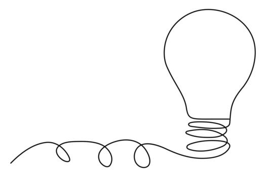 Abstract one line drawing of light bulb in clean minimal style vector