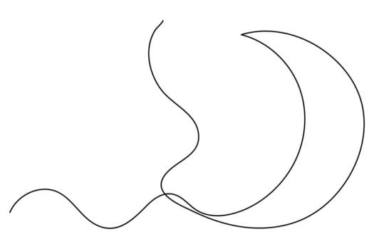Simple continuous line art of moon for celestial and astronomy designs vector