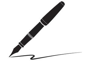 Stylized black fountain pen silhouette for education and design projects vector