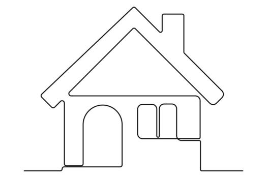 Minimalist continuous one line drawing of modern house with large windows vector