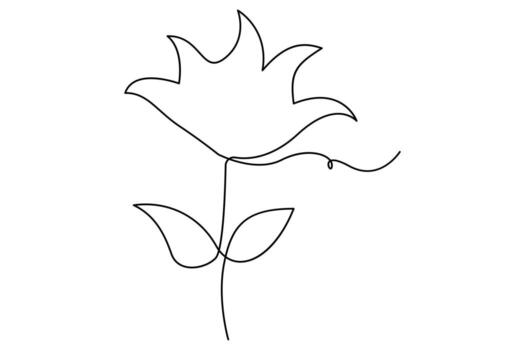 Continuous one line drawing of botanical leaves in minimalist outline style vector