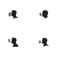 Four Profile Silhouettes of People Exhaling Smoke or Vapor vector