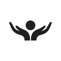 A supportive icon of hands encompassing a person. vector