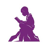 Boy Sitting Alone Absorbed in Reading vector