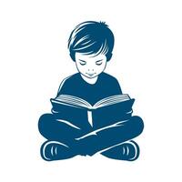 A Child Seated on The Ground Fully Immersed in a Book vector
