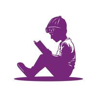 A Peaceful Scene of a Boy in Shadow Lost in His Book vector