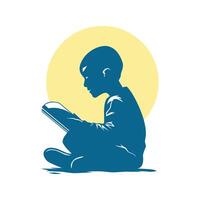 A Boy Quietly Reads Beneath The Soft Glow of The Moon vector