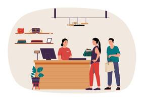 Shopping at a retail store vector
