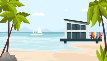 Beach house by the ocean vector