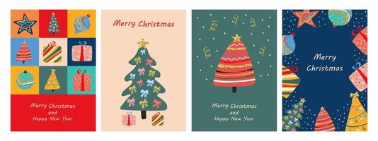 Colorful Christmas card illustrations collection vector
