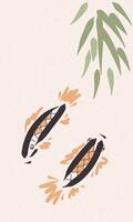Vintage retro print koi carp fish sketch, sea life, ink style drawing, old school sketch, hand drawn. Illustration. vector